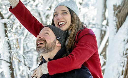 Couples Snow Pictures - Winter Snow Portraits and Snowmageddon Photos