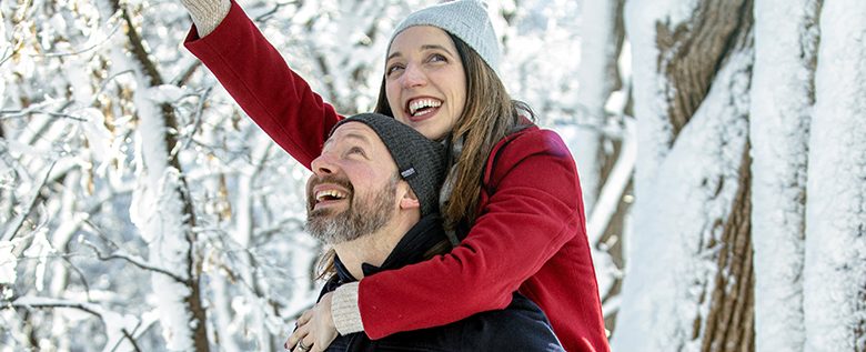 Couples Snow Pictures - Winter Snow Portraits and Snowmageddon Photos