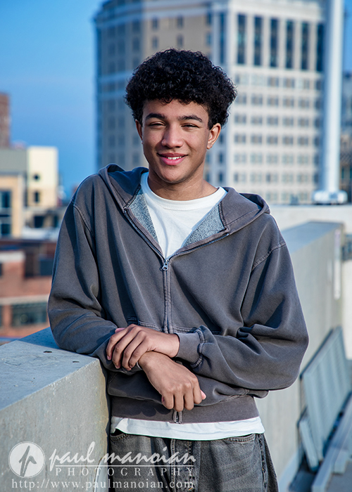 Rooftop senior pictures in Detroit