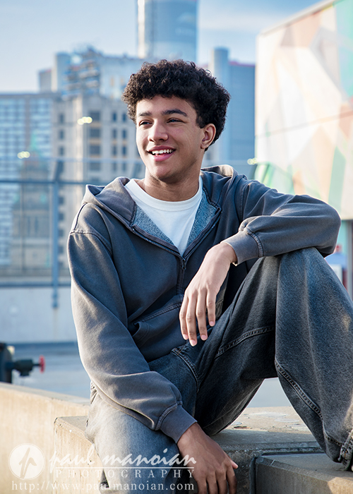 Rooftop senior pictures in Detroit