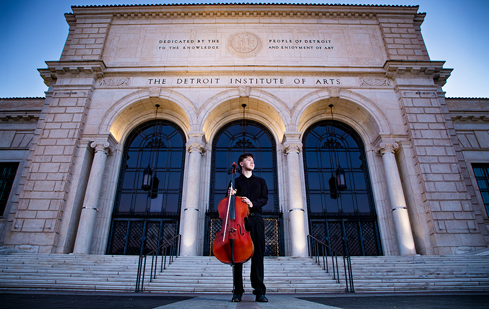 Senior Pictures with a Cello in Downtown Detroit
